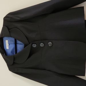 Soft pant suit navy blue light blue pin stripe Peter pan collar suit studio size